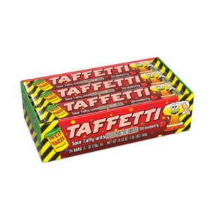 Toxic Waste Taffetti Sour Taffy Candy Strawberry 0.7oz 24ct